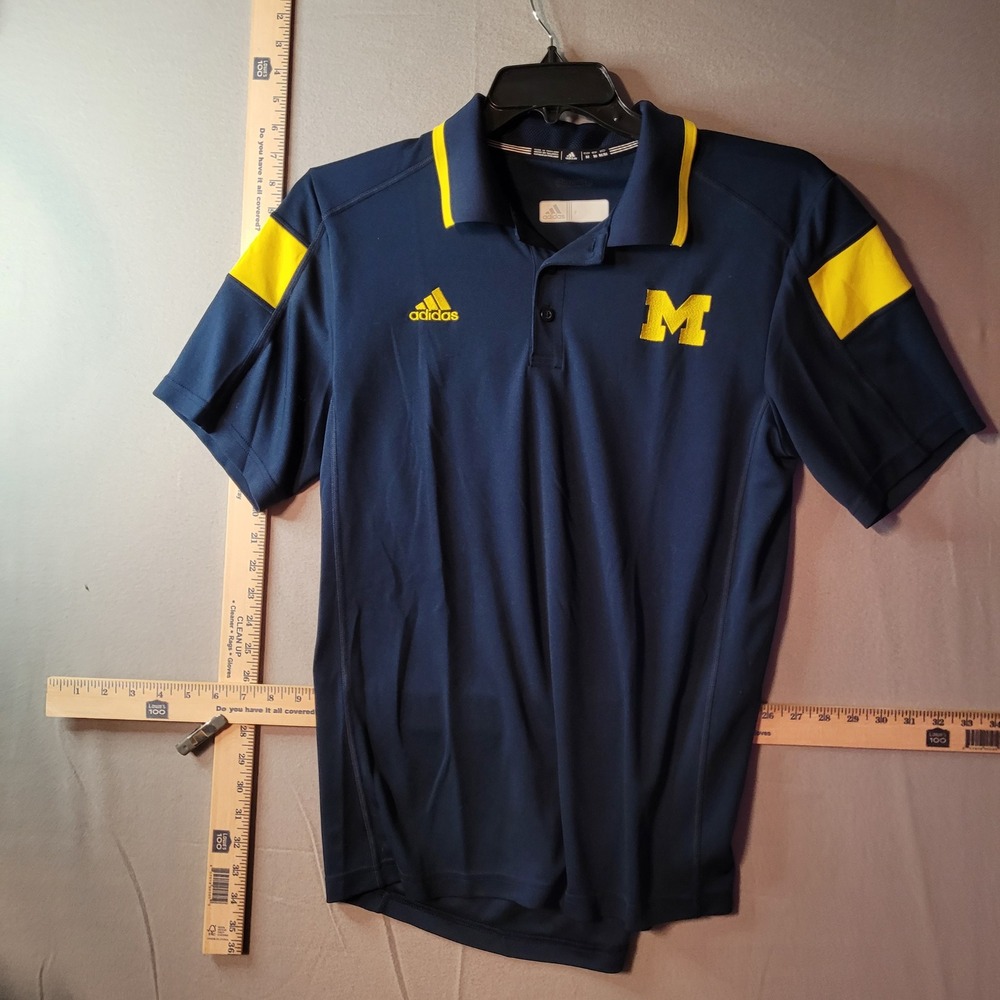 Adidas‎ Michigan Wolverines Climalite Polo Shirt Mens Medium Navy Blue Yellow M